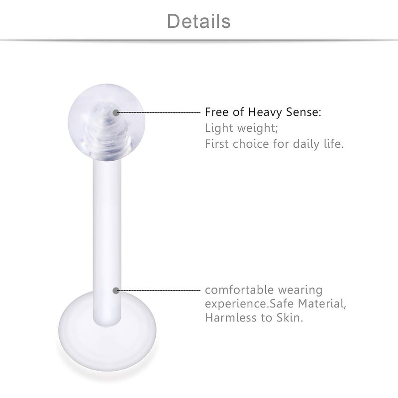 SCERRING 16g Lip Rings Bioflex Flexible Acrylic Labret Monroe Lip Rings Nail Tragus Helix Earrings Studs Ring Medusa Piercing Jewelry Retainer 8mm 30PCS - Image 2